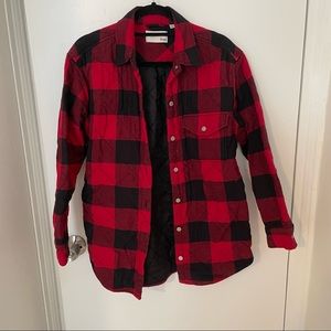 Aritzia Shacket Red and Black Buffalo Plaid Size S